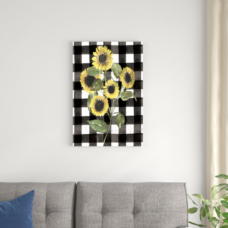 Buffle à carreaux tournesol II, H 30 po x l 20 po x P 1,25 po