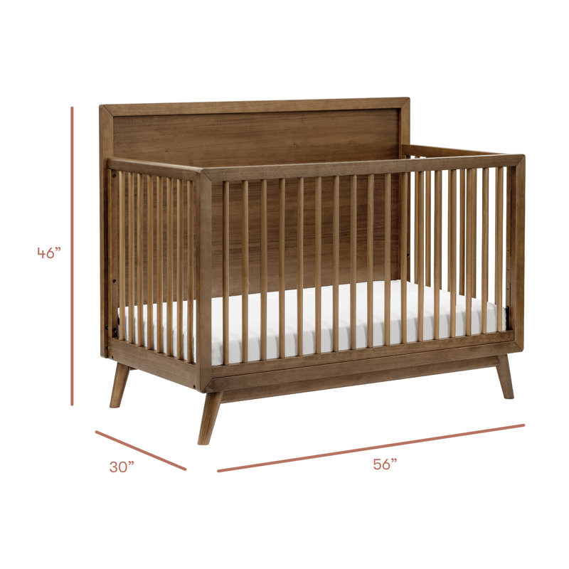 Palma 4-in-1 Convertible Crib with Toddler Bed Conversion Kit, Natural Walnut