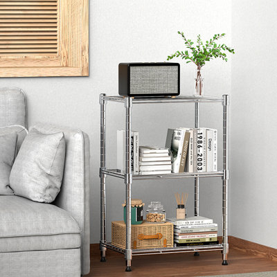 Étagère grillagée utilitaire en acier à 3 niveaux 450 lb pour étagères de rangement en métal pour la maison, la cuisine et le bureau (P 11,8 po x l 17,7 po x H 26,4 po)