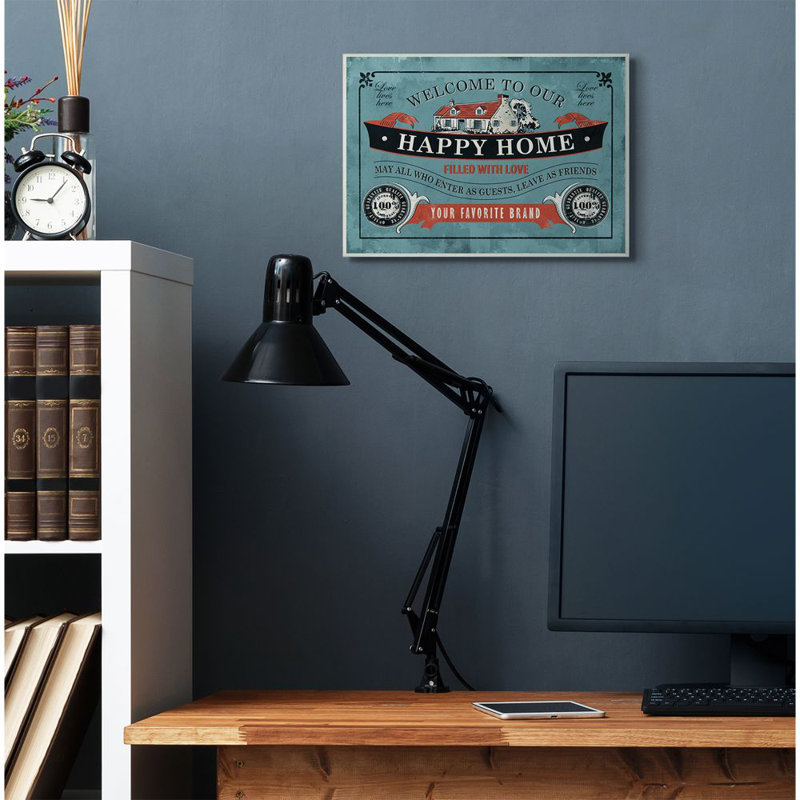 " Happy Home Inspirational Vintage Comic Book Design " by Ester Kay, Wall Plaque, 13" H x 19" W