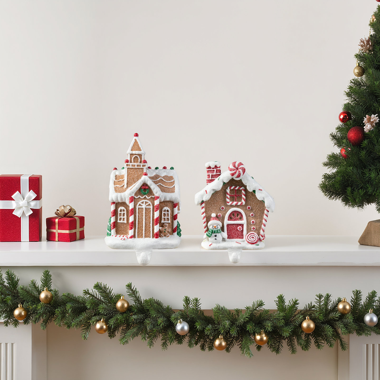 Set Of 2 Gingerbread House Stocking Holders