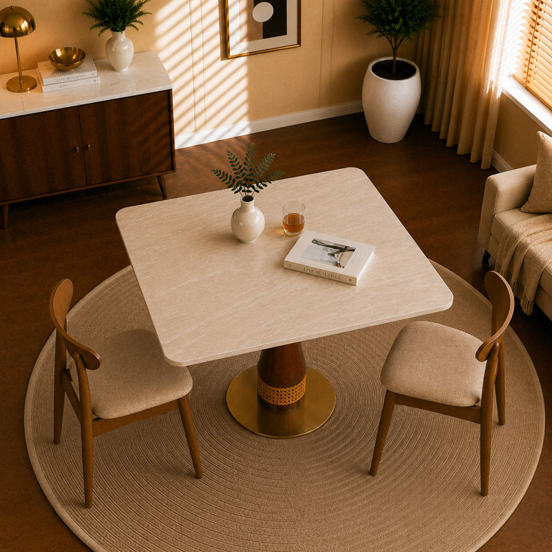 Table de salle à manger, Yellow, White / Brown, Gold
