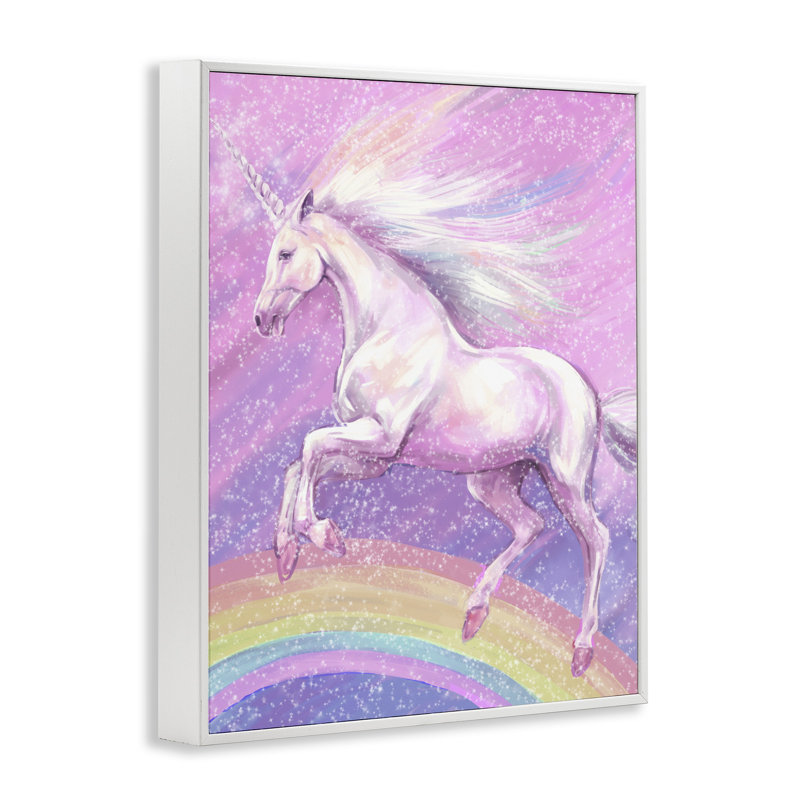Scène de licorne arc-en-ciel, art giclée par Ziwei Li, H 30 po x l 24 po, Giclée encadrée blanc bord de mer