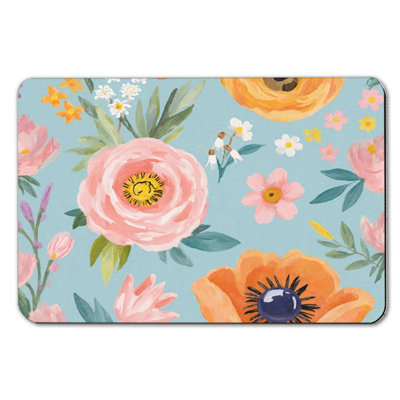 Tapis de bain rose et orange à motif floral, 36 x 24