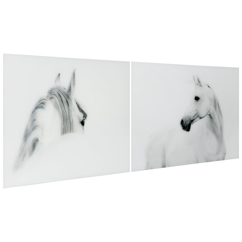 «White Horses», ensemble de reproduction d'art sur verre sans cadre