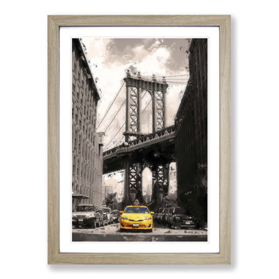 Yellow Taxi Cab in New York City in Abstract - Picture Frame Graphic Art Print