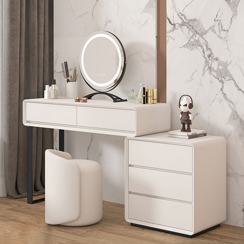 Coiffeuse avec miroir lumineux, 5 tiroirs, 1 chaise