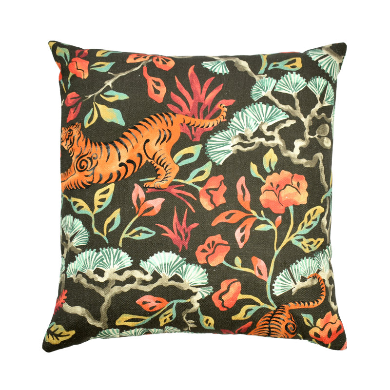 Housse de coussin Floral, 20 po x 30 po, Moka