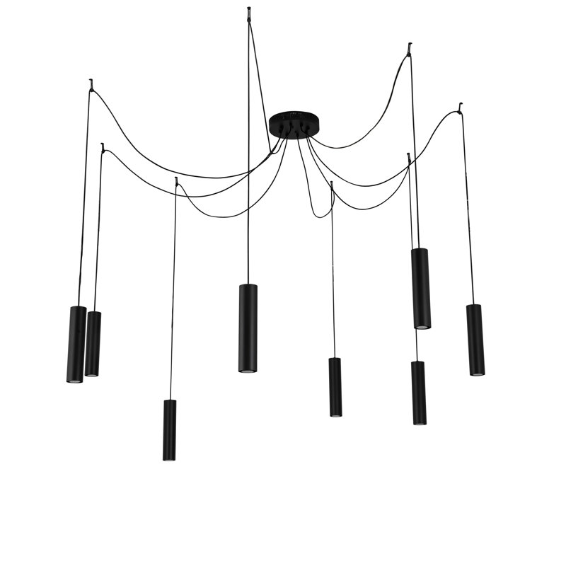 Luminaire suspendu cylindrique unique à 8 lumières Castiliolite