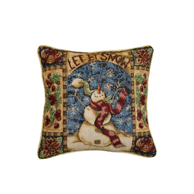 Seasonal Snow Man Design Pillow Cover