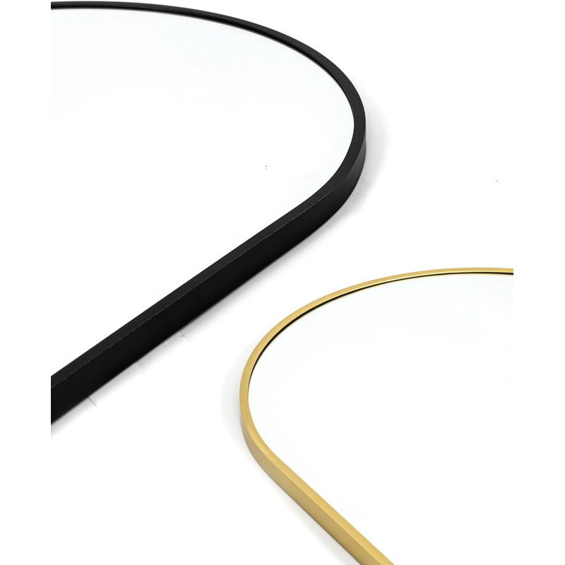 Miroir sur pied arqué 16" x 50" - Cadre en aluminium doré - Miroir à suspendre ou à poser sur une porte, pour chambre et dressing
