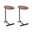 Ensemble de deux tables de bout ovales en bois et métal brun et noir-370391101-370391102