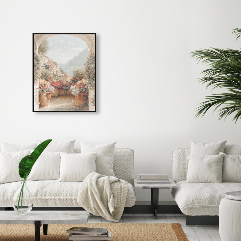 Clifftop Crimson II Canvas Architecture Print by Oliver Gal, Black Frame, 16 x 20, 25"H x 31"W, White Floater Frame