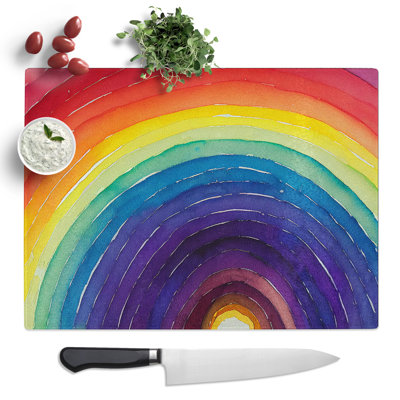 Watercolour Rainbow Art Vol.4 Abstract  Glass Chopping Board
