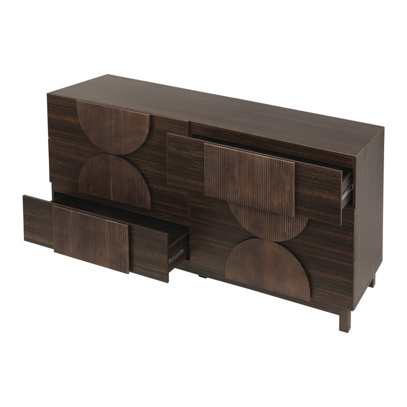 Commode 6 tiroirs pour chambre à coucher, Marron foncé