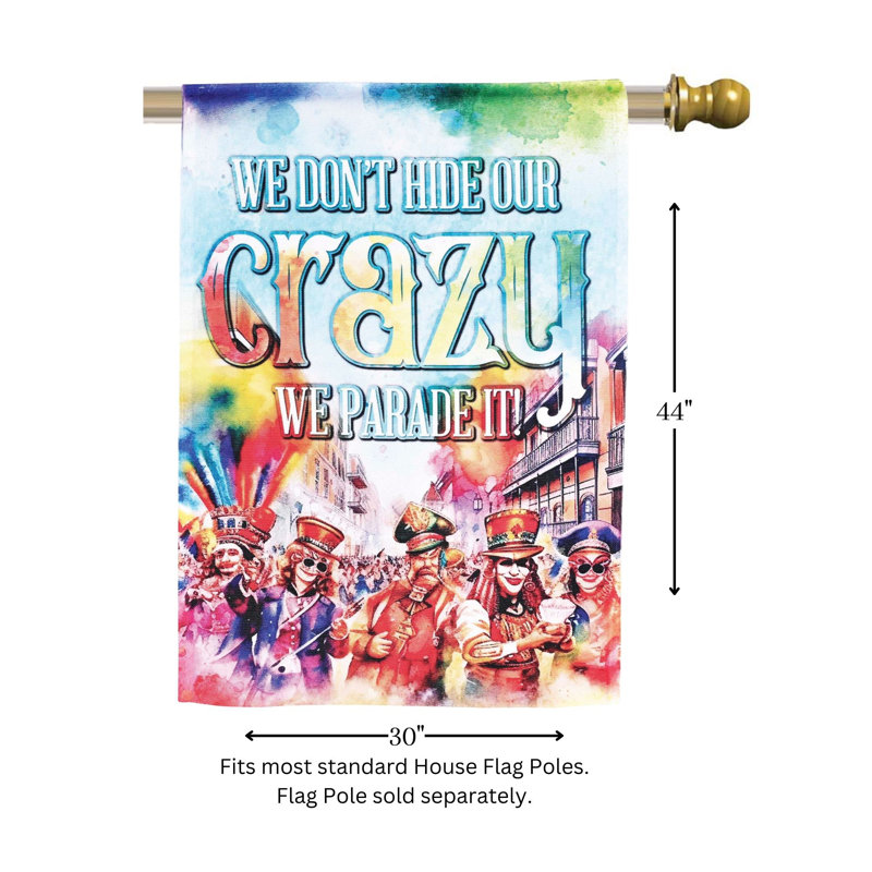 Mardi gras polyester double face, H 44 po x l 30 po