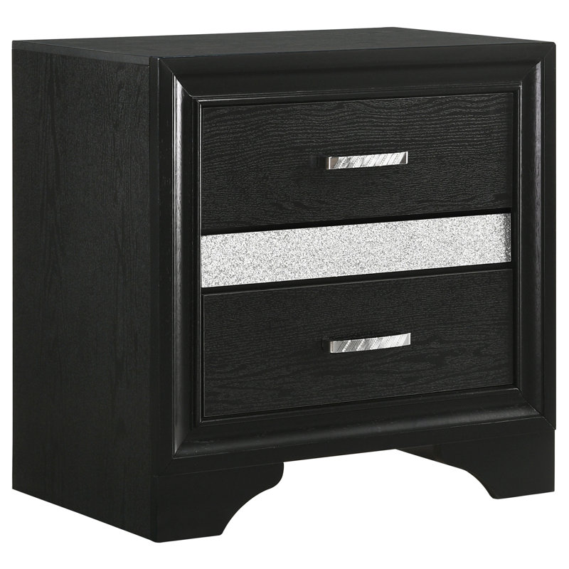 SantaAna 3-drawer Nightstand Bedside Table Black, Black