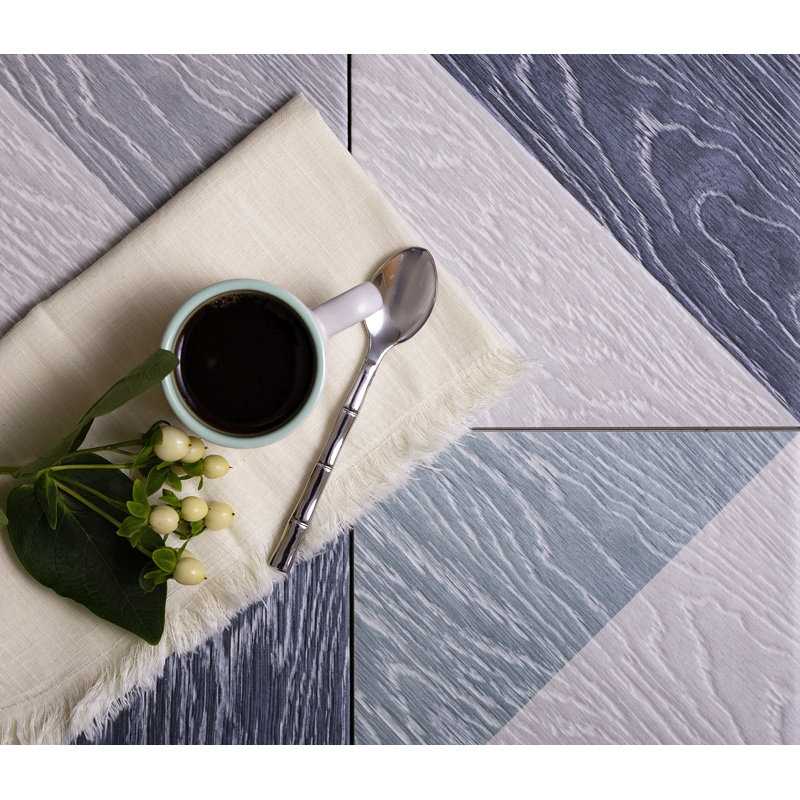 Carreau de plancher et de métro en porcelaine d'aspect bois de 7 po x 7 po, Bleu