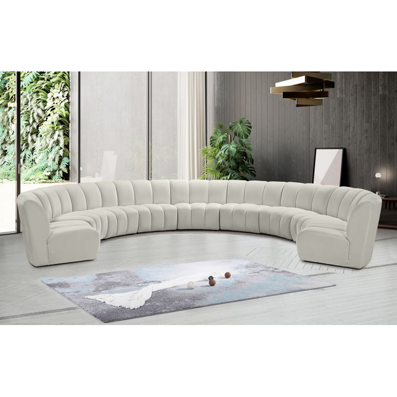 Canapé modulaire en velours Infinity, 9 pièces, Velours crème