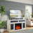 Electric Fireplace Tv Stand With Spacious Storage Console, Embossed Rustic Design, Remote Control, Cord Management, And Adjustable Shelves For Living Room-1105822677