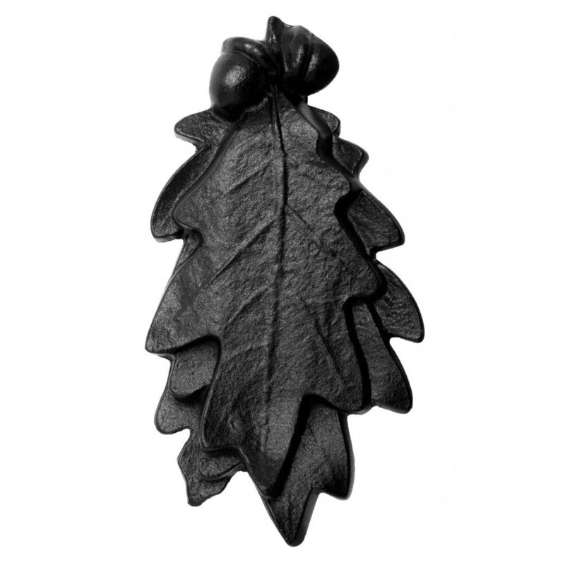 Black Cast Iron Oak Leaf Door Knocker 6 x 3" L Powder Coated with Hardware