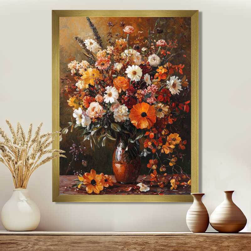 Benton - Floral Canvas Prints, 20" H x 12" W, Reproduction encadrée sans passe-partout, Doré