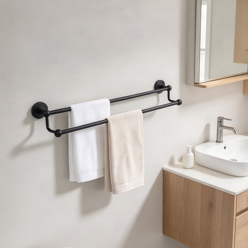 25.98 " Stainless Steel Wall Mounted Towel Rack, Black