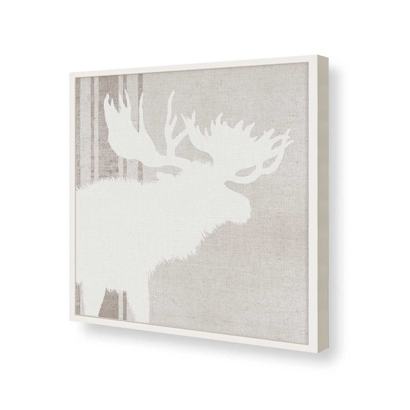 «Antlered Silhouette III», reproduction sur toile, Blanc opaque, H 17,5 po x l 17,5 po
