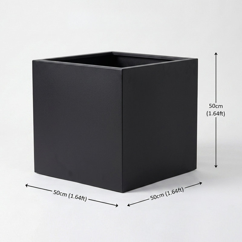 Metal Cube Planter 50cm x 50cm for Indoor and Outdoor Use, Black