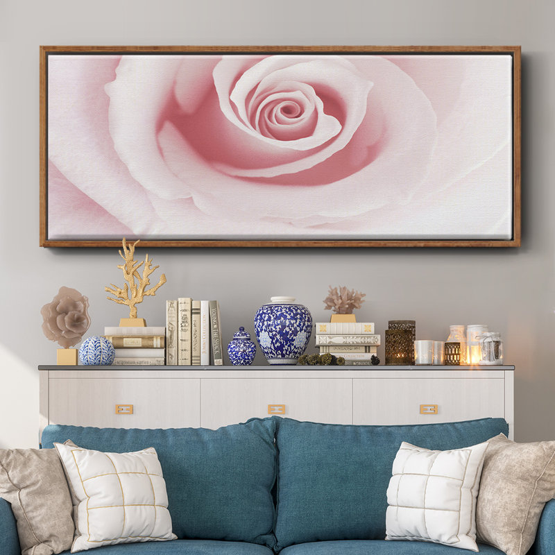 Rose Embrace- Framed Canvas, 8" H x 20" W