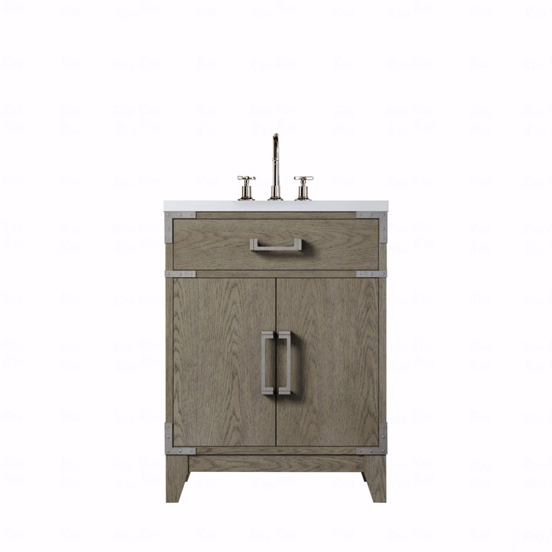 Ensemble de meuble-lavabo à simple cuve 24 po de largeur x 18 po de profondeur avec comptoir en acrylique et robinet, Gris