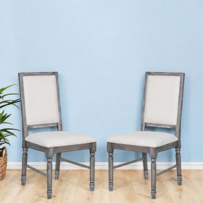 Glennora Cream Linen & Weathered Gray Side Chair (set of 2)