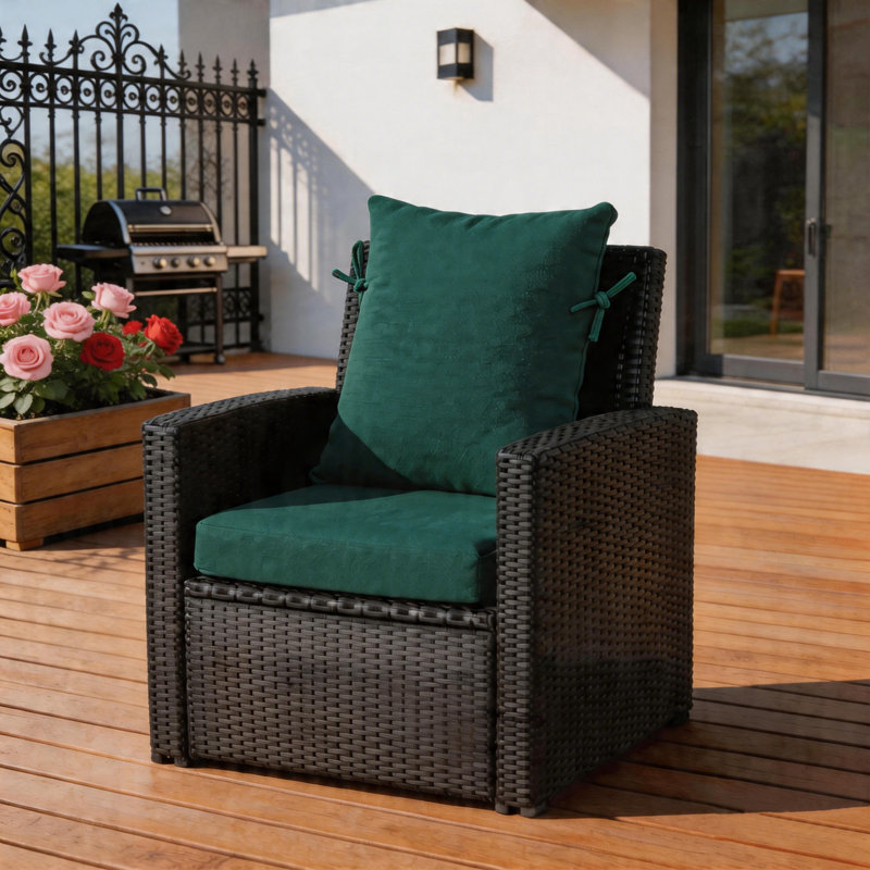 20" x 22"  Foldable Outdoor Dining Chair Cushion with Strap  (Set of 2) -  Water Resistant Design, Teal