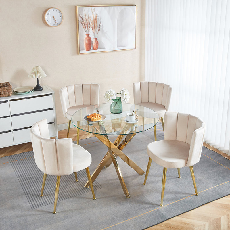 Ensemble de 2 chaises de salle à manger modernes avec pieds en tube de fer, Tissu blanc