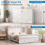 Lit escamotable 2 en 1, format double et grand lit avec station de recharge-408390852