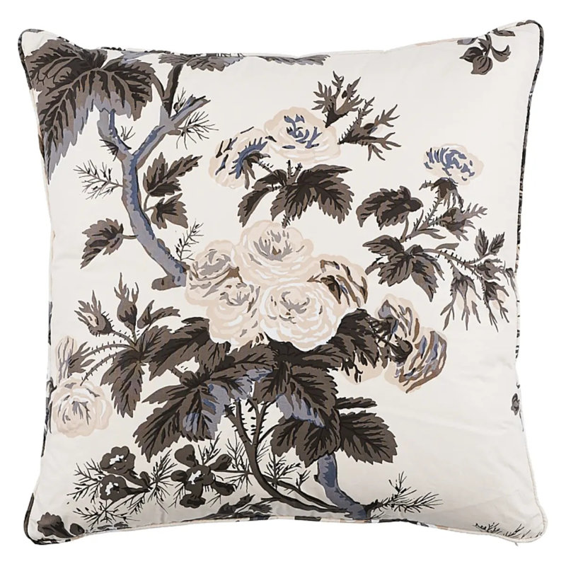 Pyne Hollyhock Pillow, 22" x 22", Charcoal