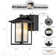 1-Light Black Dusk to Dawn Sensor Outdoor Wall Lantern with Seeded Glass and Built-in GFCI Outlets