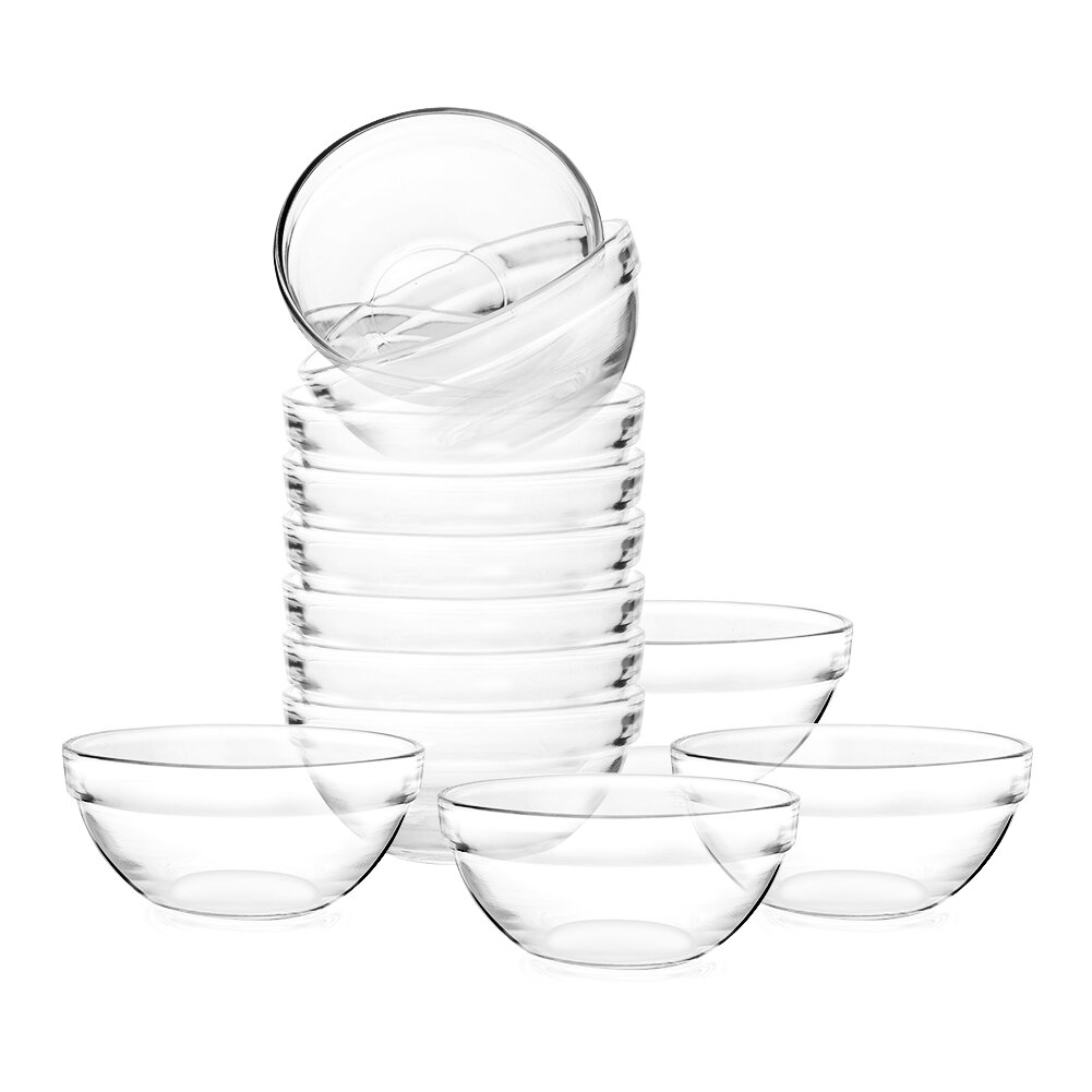 Small Glass Bowls, 3.5 Serving Bowls Glass Clear for Kitchen Prep,  Dessert, Dips, Nut and Candy Dishes, Stackable & Dishwasher Safe, Set of 6