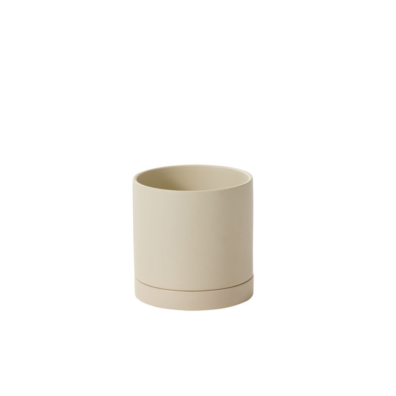 Pot neutre avec soucoupe Swerve, Beige, H 7 po x l 7 po x P 7 po