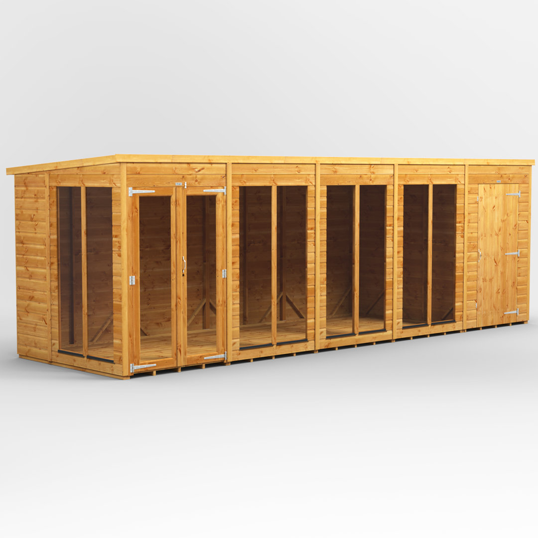 Powersheds 20 x 6ft Timber Tongue & Groove Pent Summerhouse Combi (includes 4ft Side Store)