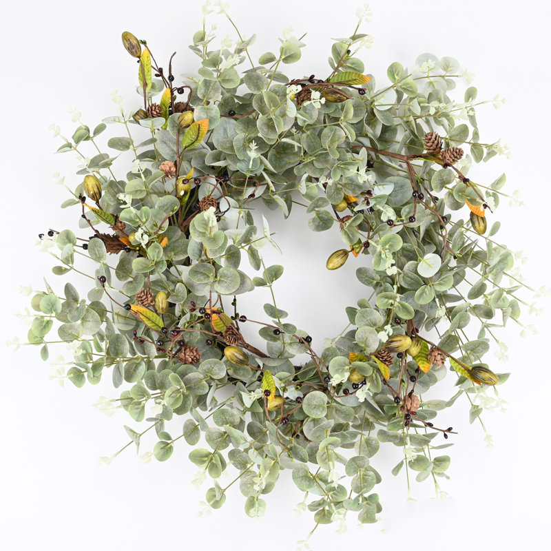 26" Every Day Eucalyptus Front Door Pinecone Olive Wreath
