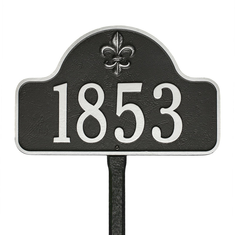 Lexy 1-Line Lawn Address Sign, Black/Silver, Yes
