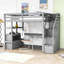 Lit mezzanine en bois avec bureau, tablettes et deux tiroirs Kaci-611991652-611991653