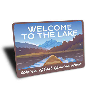 Panneau «Welcome to the Lake» en aluminium