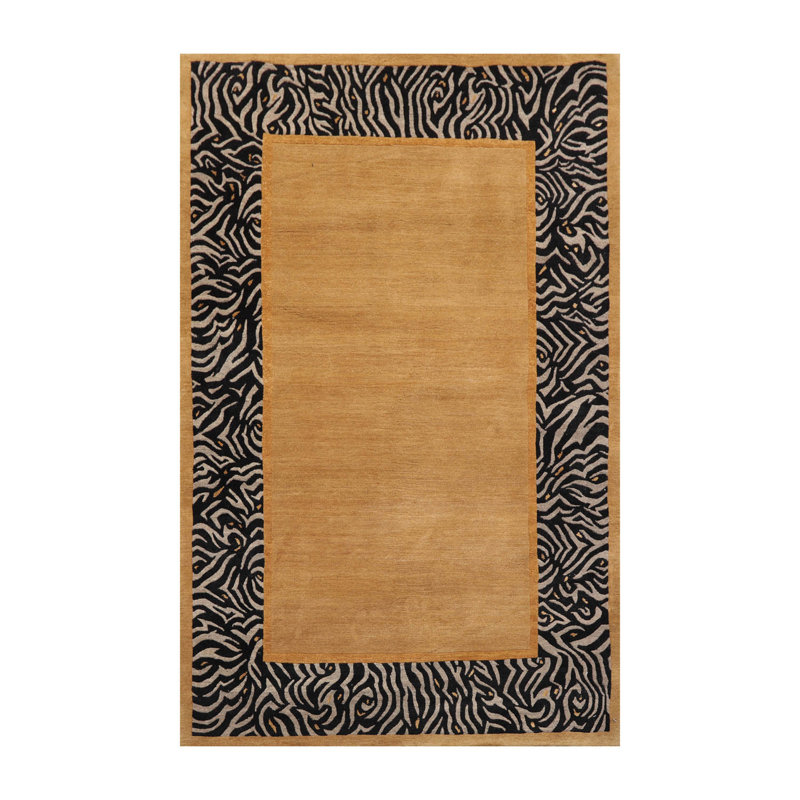 Tapis oriental en laine et soie noués à la main 4 pi x 5 pi 9 po Isabelline