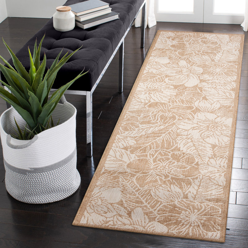 Carmel Botanical Indoor/Outdoor Rug in Sand, Runner 1'11" x 7'6"
