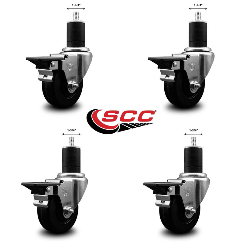 Ensemble de roulettes extensibles pivotantes avec frein Phenolique SCC PLB 3,5 po x 1-3 / 4 po