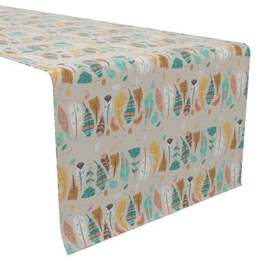Fabric Textile Products, Inc. Table Runner, 100% Cotton, 16X90", Tribal Feathers Design