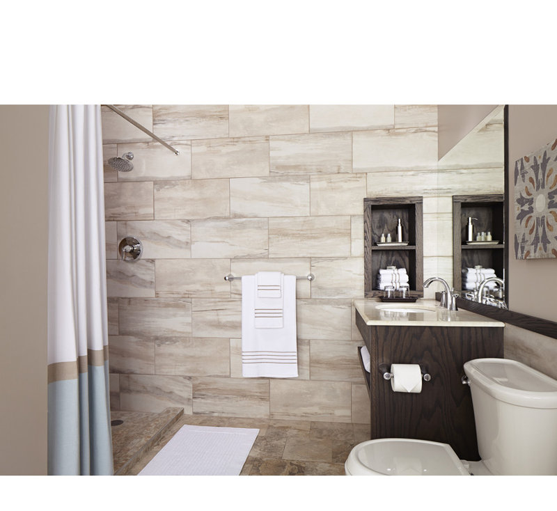 Fluent Polished Chrome Double Handle Widespread Bathroom Faucet
