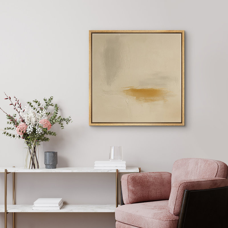 Reproduction d'art encadrée abstraite sur toile encadrée pour décor neutre, H 16 po x l 16 po, Naturel